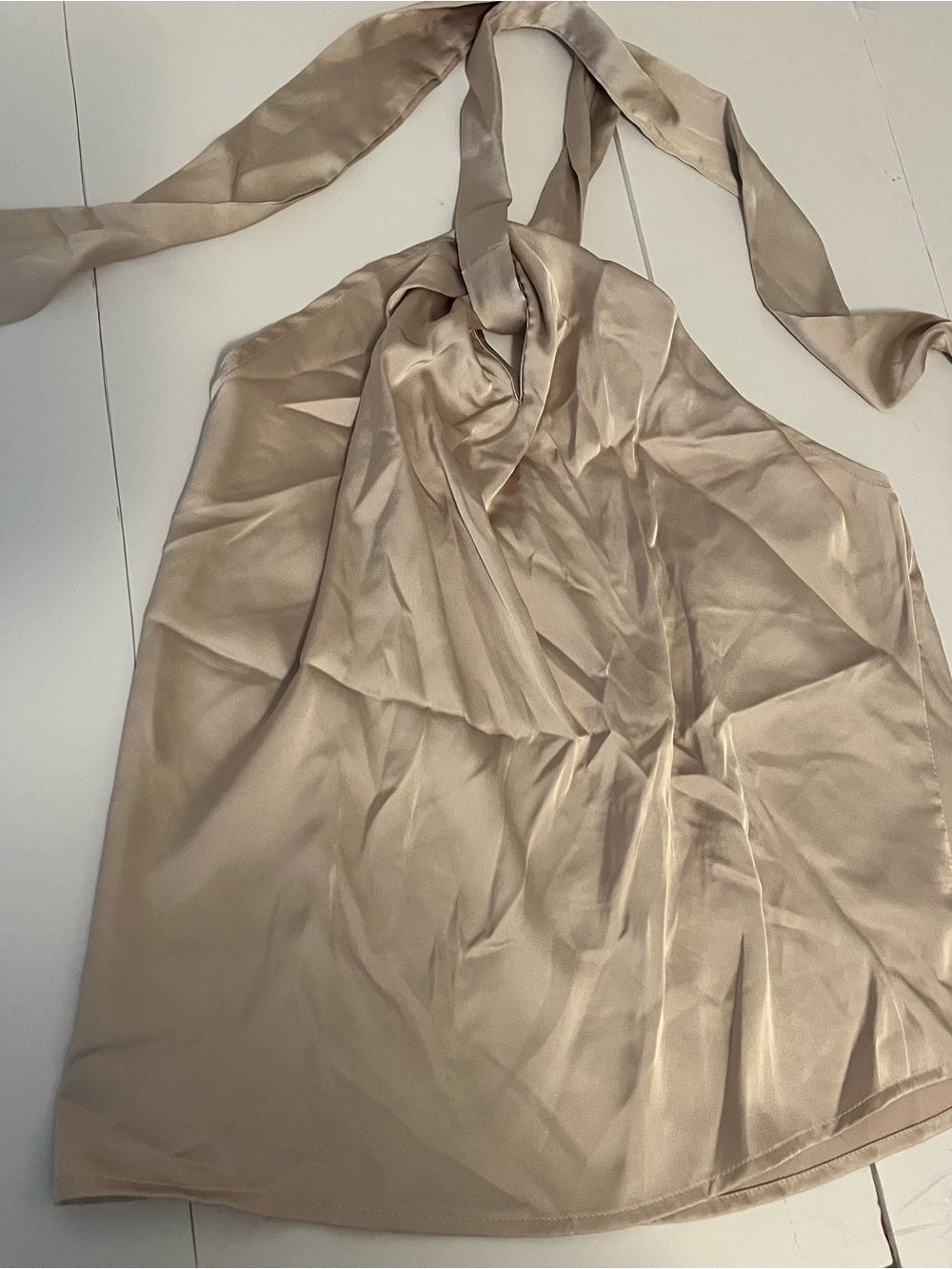 Satin Halter Neck Cami Top in Champagne